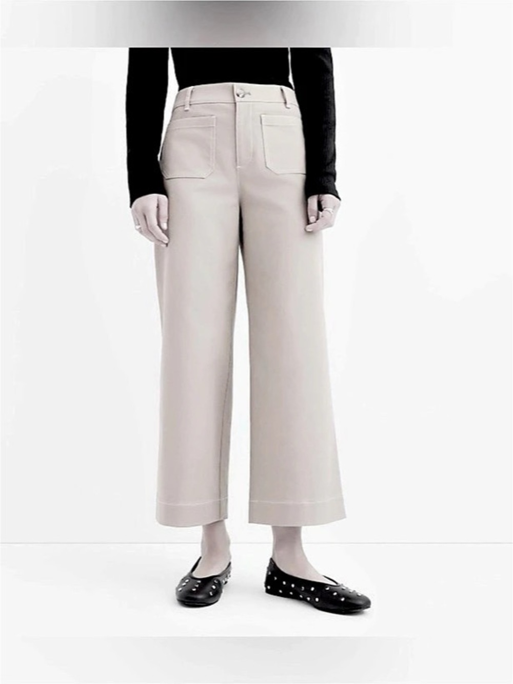 NWT LOFT Palmer Wide Leg Crop Pants in Twill Cream